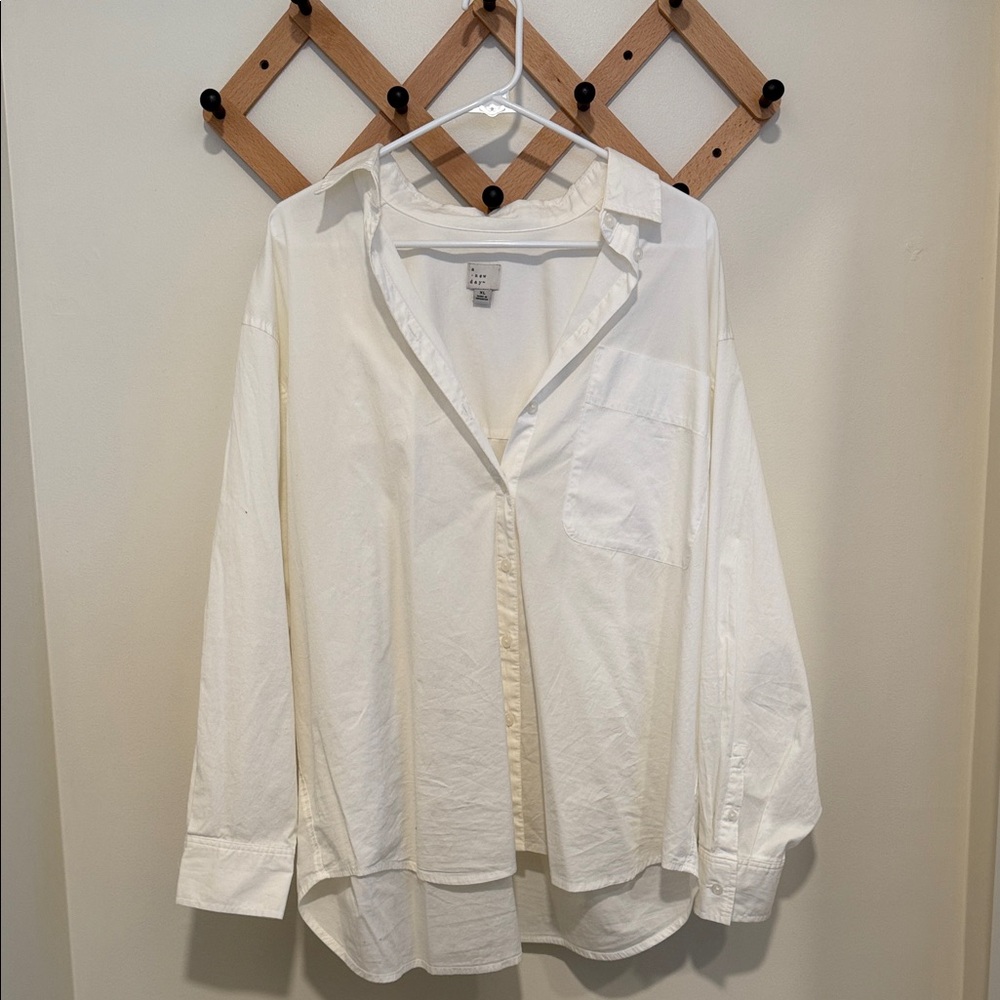 a new day Men's White Casual Button Down Shirt